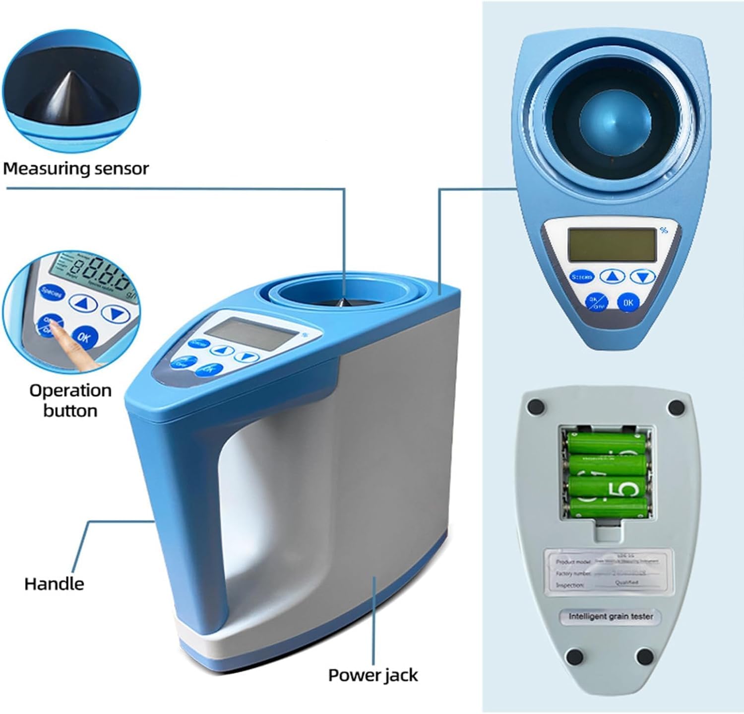 Tragbare Kornfeuchte Meter 35 Arten mit Temp Check.Touchscreen Digitales Hygrometer für Mais Weizen Reis Sojabohne.Easy Read LCD Auto Power Off Präzisionswerkzeug für Landwirte Händler.