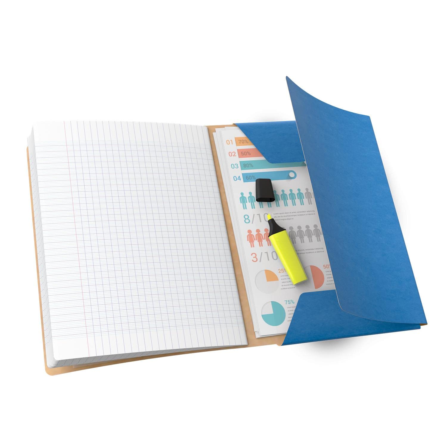 OXFORD Lot de 5 Cahiers piqûre EASYBOOK KRAFT24 x 32 cm 96p 90g coloris aléatoire