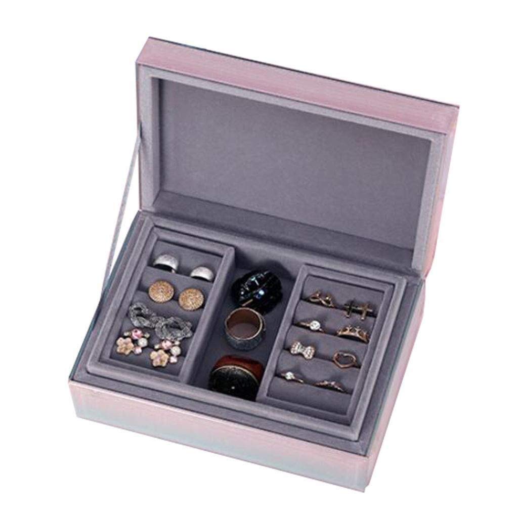 Jewellery Boxes Glass 2 Layers Jewellery Chest Gradient Simple Style Jewellery Organiser Jewelry Box for Women