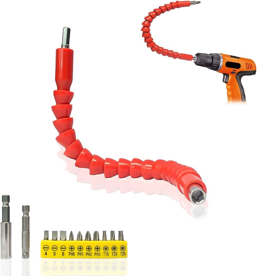 Enhanced Edition Flexible Extension Magnetic Screwdriver Extention Hex Shaft Screw Power Drill Connection Tip 11.8'' Flex Adapter W/Extend Drive Quick Connect Adaptor Size Hexagon 1/4 '' (1)