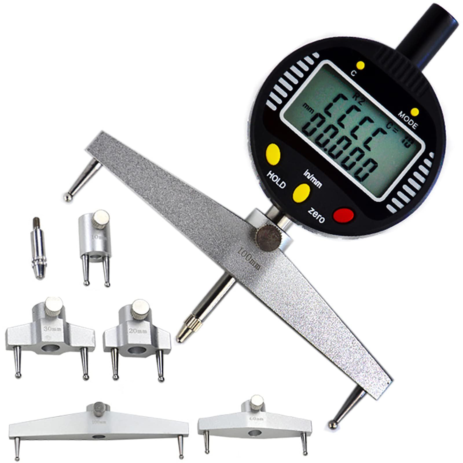 Strumento di Misurazione Dell'indicatore del Raggio Digitale, Misuratore del Raggio Digitale Ad Alta Precisione, con 5 Ganasce di Misurazione Intercambiabili, Raggio di Misura 5 Mm-700 Mm