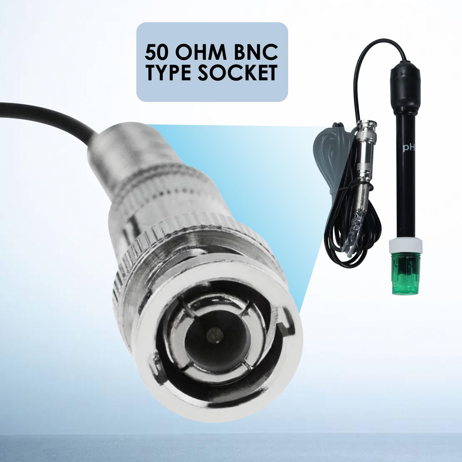 Sonda elettrodo pH sostituibile con connettore BNC - Cavo lungo 300 cm - Include polvere per calibrazione - Per pH metri, controller, test acque, laboratori, piscine e spa