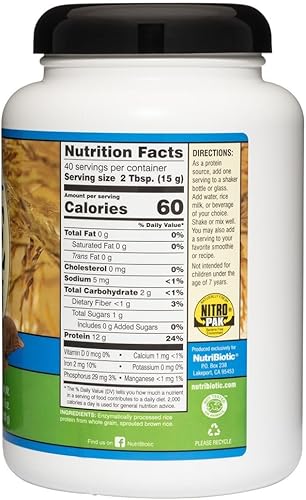 Miniatura 7 de NutriBiotic Proteína de arroz de vainilla, 1 libra 5 onzas (21.16 oz)  Bajo en carbohidratos, Keto-amigable, vegano, proteína en polvo cruda