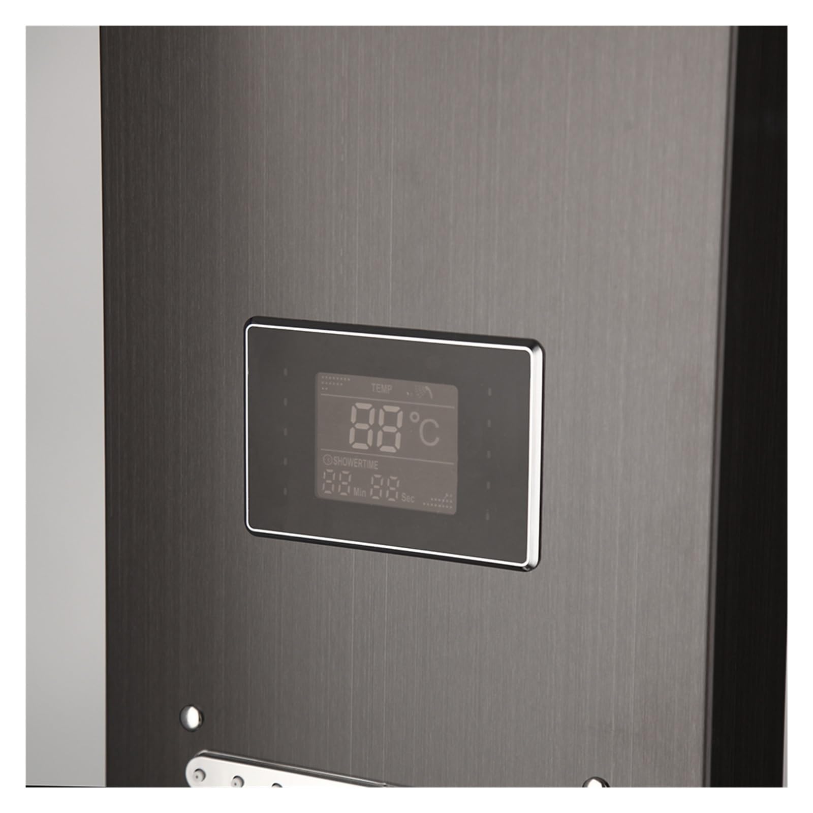 Thermostatisches Duschset mit intelligenter Armatu Dunkelgraues Nickel-gebürstetes Digitaldisplay-Duschpaneel, Säulen-LED-Regen-Wasserfall-Dusch-Spa-Düsen, Bad-Duschmischer-Wasserhahn ( Color : Dark G