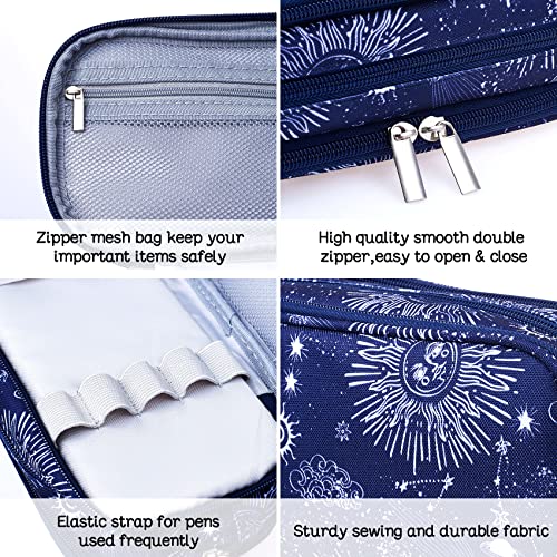 LParkin Sun and Moon Pencil Case Super Large Capacity 3 Compartments Canvas Pencil Box Office School Zodiac Gifts - Image 4