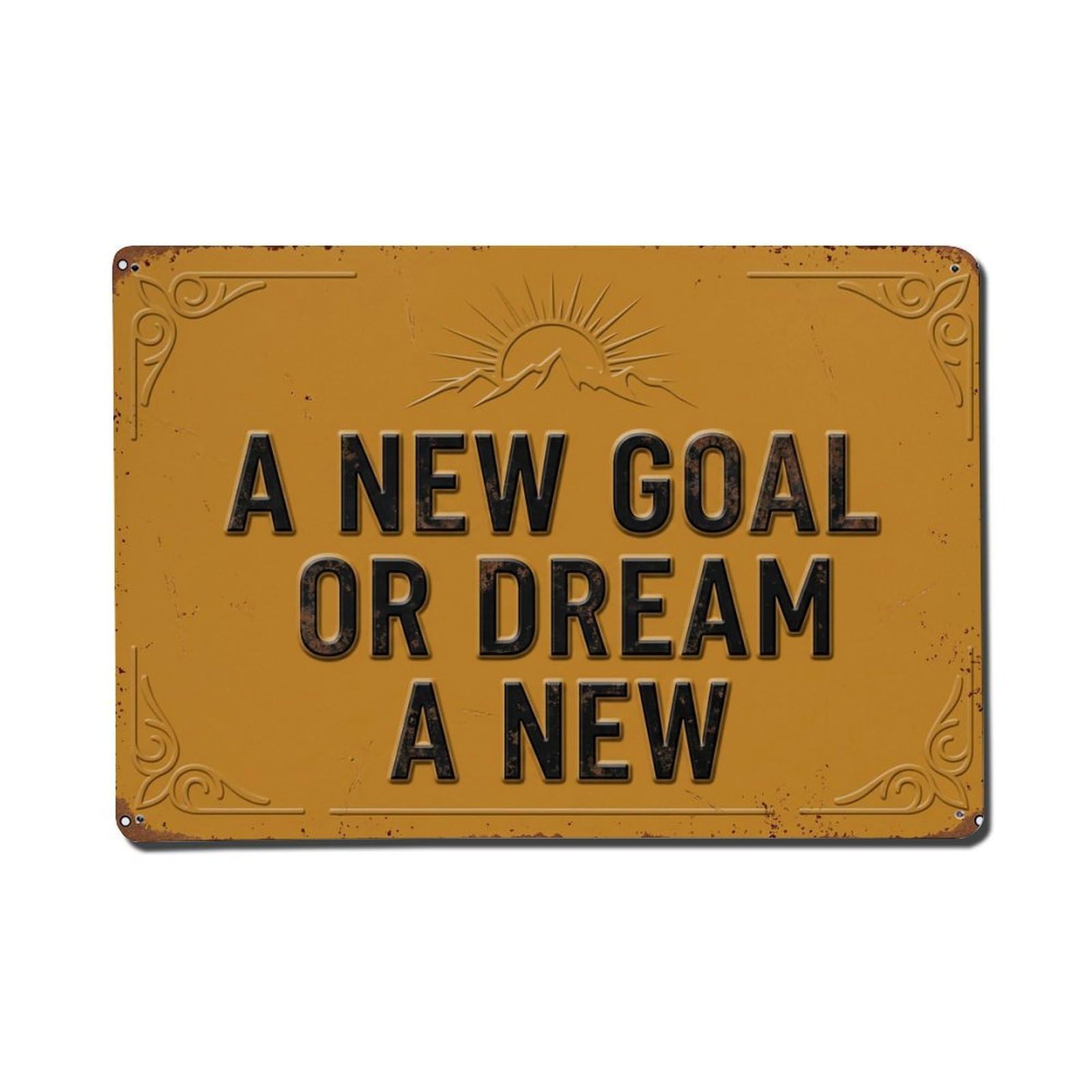 New Goals Ahead Room Retro Motivational Slogans 1 Metal Tin Sign Plaque Wall Decor for Cafe, Club Bar, Office, Home Garden Metal Poster 8x12Inch