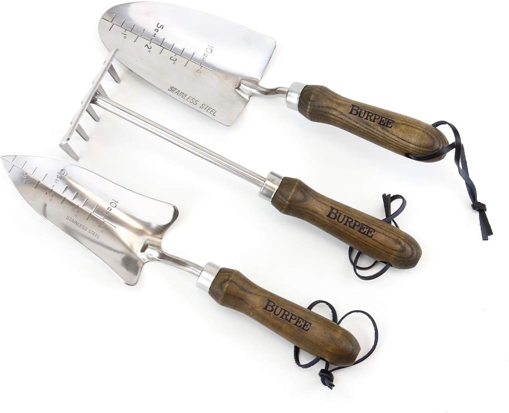 Burpee 20" Stainless Steel Trowel Durable Long Lasting Garden Tool | Leather Wrist Strap 6" Handle, 10 Year Warranty : Garden & Outdoor