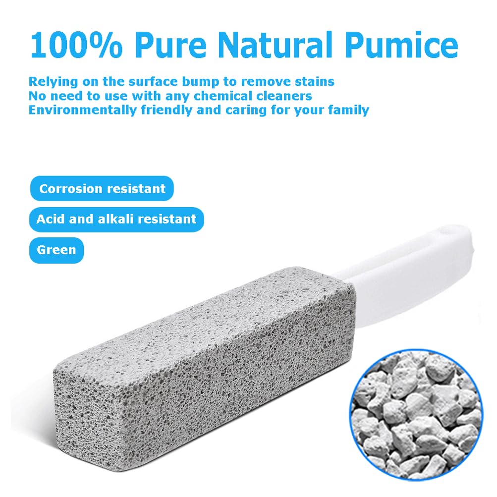 4 Pezzi Pietra Pomice Pulizia Pietra con Manico, Pietra Pulizia WC, Pietra Pomice Detergente WC per Bagno, Lavandino, Cucina, Grill, Grate, Piscina e molto altro Pulizia Domestica Macchie Profonde