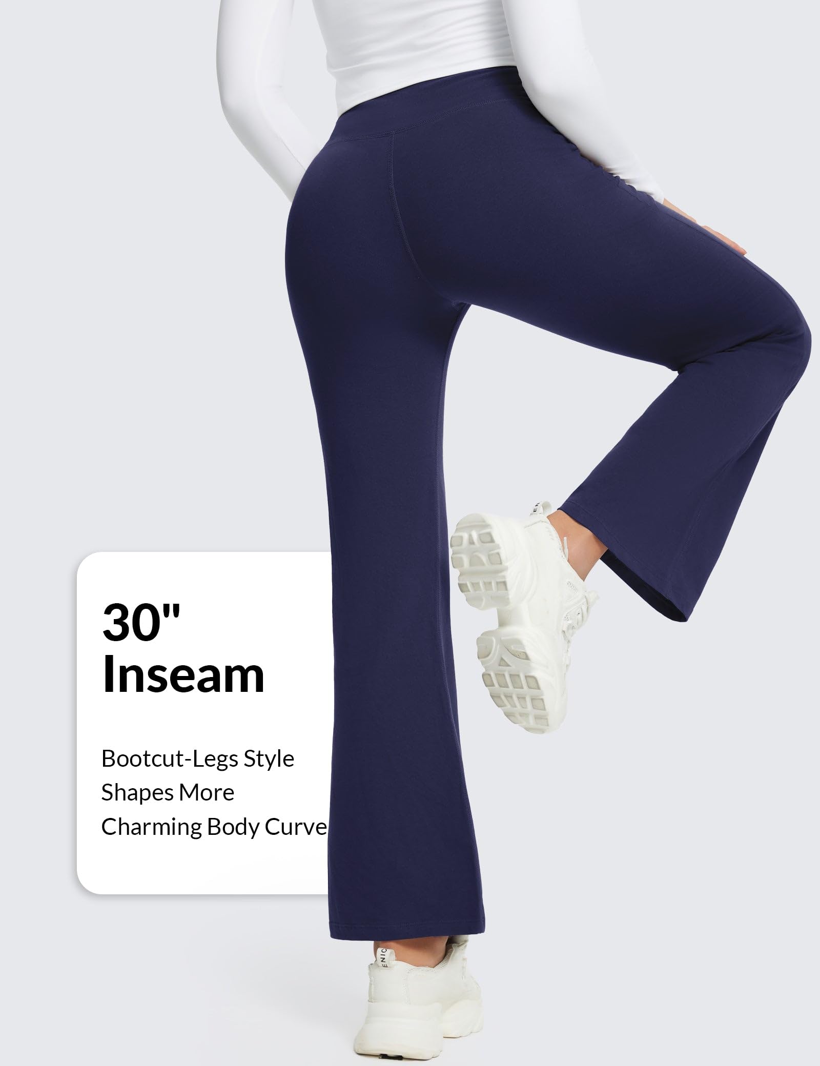 BALEAF Damskie spodnie do jogi Flare legginsy ciepłe spodnie fitness spodnie do joggingu bawełna kontrola brzucha spodnie robocze spodnie sportowe z kieszeniami