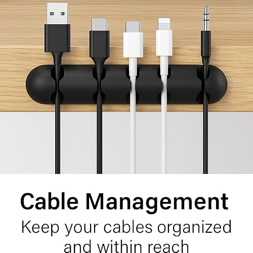 Miniatura 2 de Paquete de 5 clips organizadores de cables, soportes adhesivos fuertes para escritorio, pared y hogar, tamaños de ranura mixta (1, 2, 3, 5, 7)