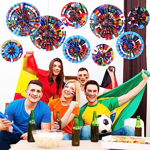 Image of Outus 27 Pcs International World Flags Classroom Decorations Around the World Hanging Paper Fans Country Flags International Decor Party Banner Garland for Office Classroom Decor