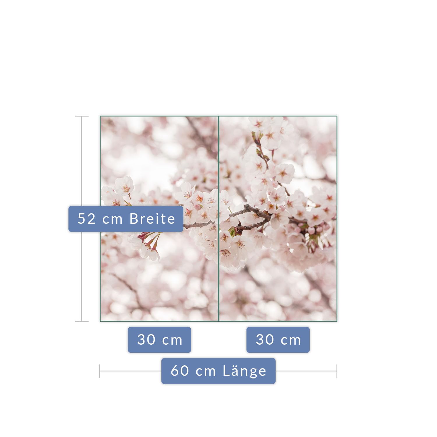 Herdabdeckplatte Abdeckung Ceranfeld Abdeckplatte Schneidebrett 2-Teilig 60x52 Kirchblütenbaum Rosa Spritzschutz Glasplatte Ceranfeldabdeckung Herdschutz Sicherheitsglas Glasschneidebrett 2x30x52