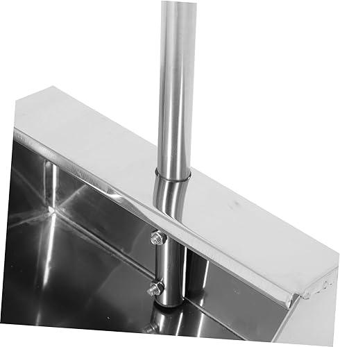 Miniatura 5 de Angoily Recogedor de metal de acero inoxidable, mango largo, recogedor de cocina para garaje, hogar y patio, accesorios de barrido para el hogar