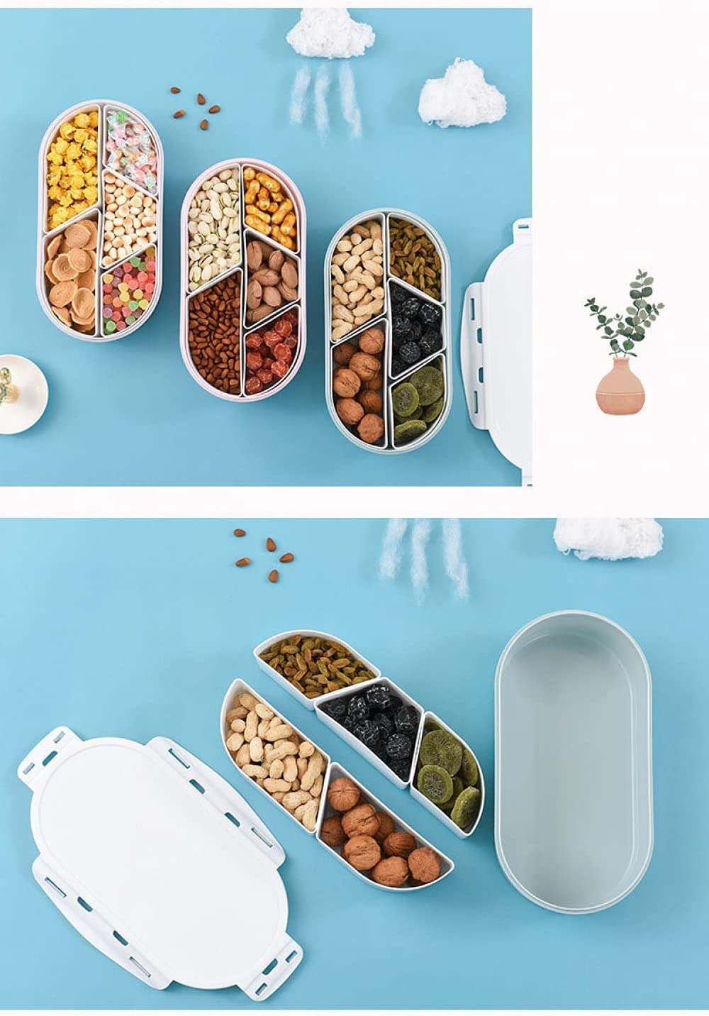 Bandeja de Fruta Multifuncional Caja de Almacenamiento de Caramelo Caja de Almacenamiento de Frutas secas Pendientes de contenedor de Joyas Contenedor de exhibición de joyería.,B