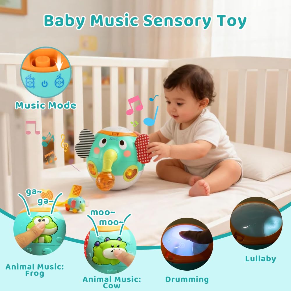 WRQIOO Crawling Toys for 6-12 Month Baby, Walking Baby Elephant Toy with Music, Ba-by Sensory To-ys Light Up - Image 2
