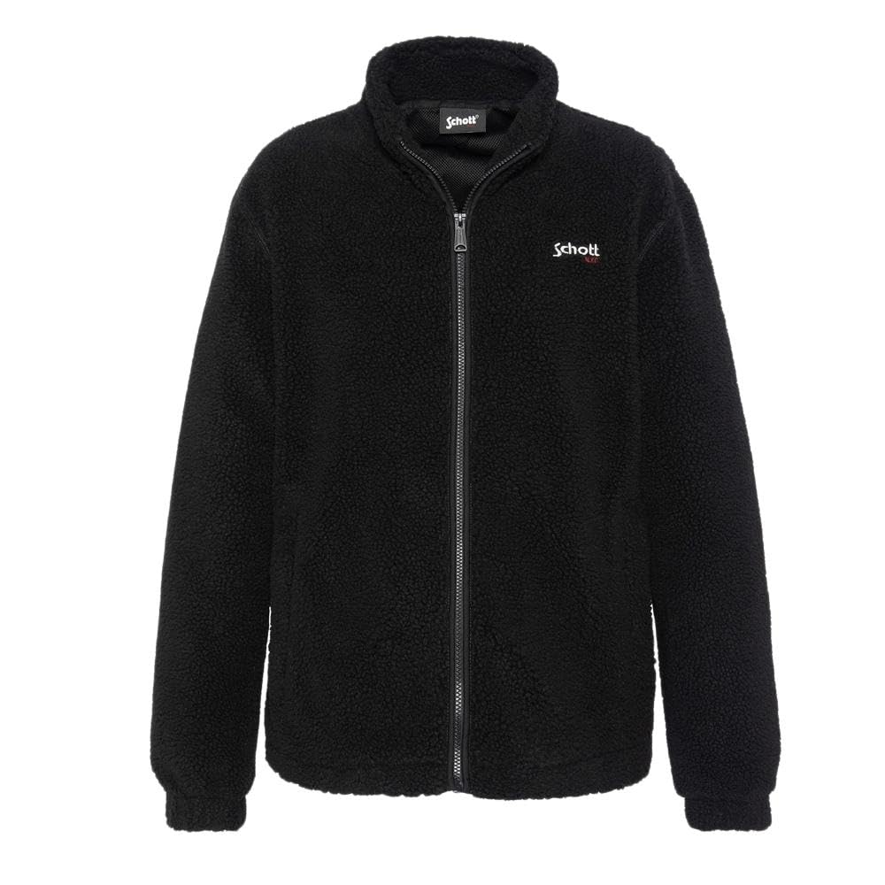 Black Sherpa Jacket Man Schott Sherpa PLARTIC, Black, 3XL