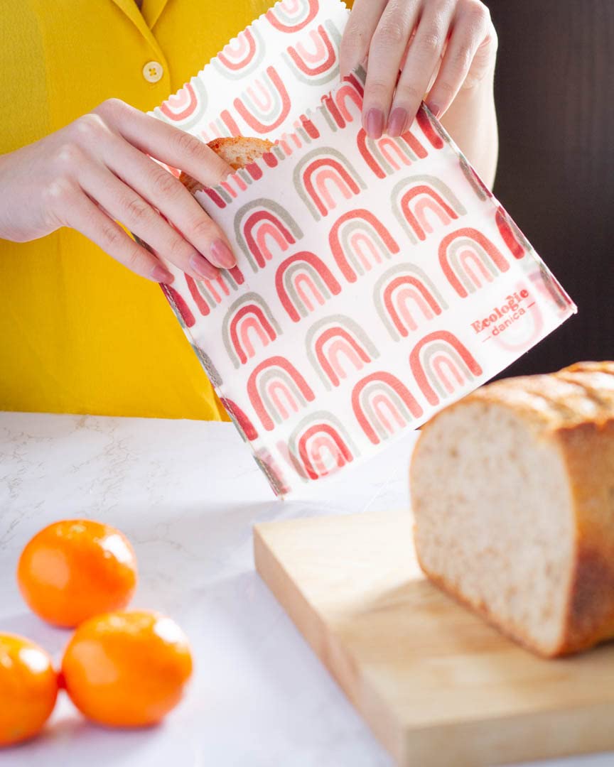 Ecologie Bolsa reutilizable para sándwich de cera de abeja Prisma, bolsas reutilizables para almacenamiento de alimentos, 6,5 x 6,5 pulgadas, juego de 2
