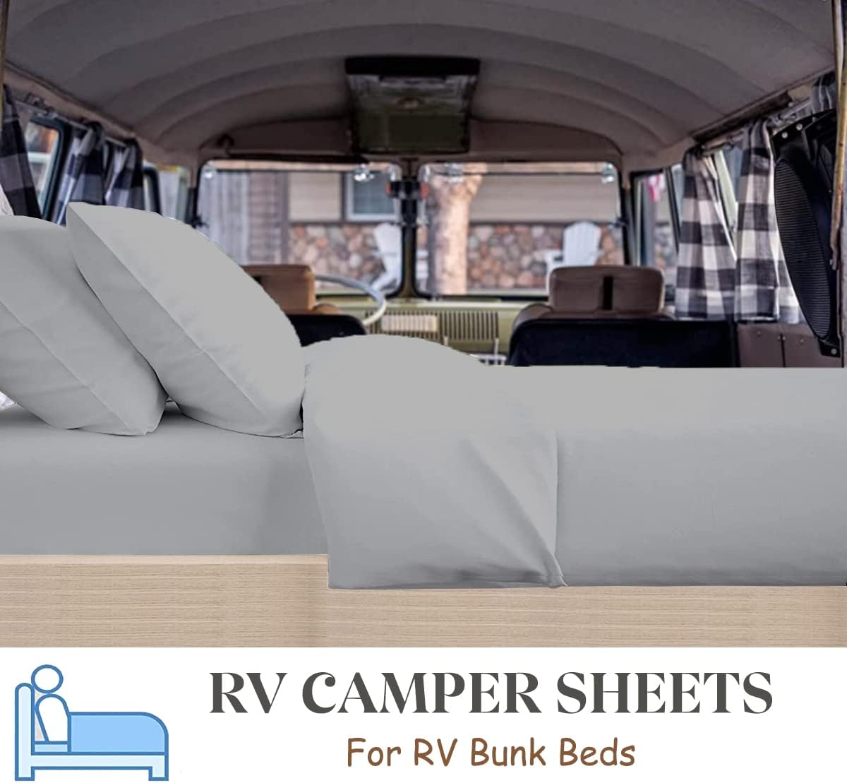 SKY BEDDINGS RV 48 x 75 ベッドシーツ、4ピースセット、3/4 フルバンクサイズ、ラグジュアリーソフト起毛マイ