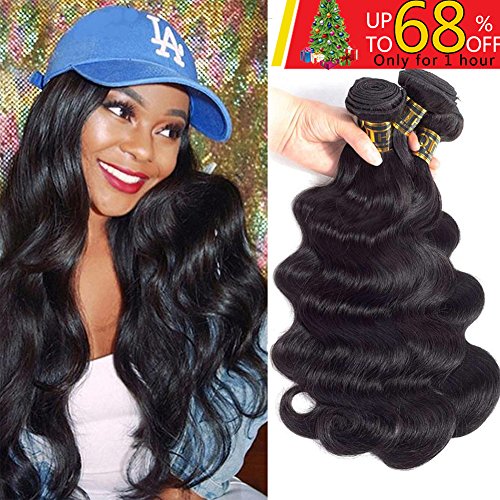 QTHAIR 10A Brazilian Human Hair Body Wave 4 Bundles (14 16 18 20 inches,400g) 100% Unprocessed Virgin Brazilian Body Wave Hair Natural Color Hair Bundles