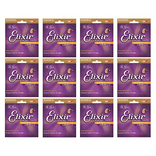 BULK 12-sets Elixir Nanoweb Phosphor Bronze Custom Light Gauge Acoustic Guitar Strings (# 16027)