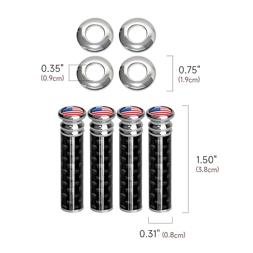 Miniatura 5 de 4 perillas para cerradura de puerta de automóvil, de fibra de carbono, para cerradura, perno, bandera estadounidense, modificación universal,