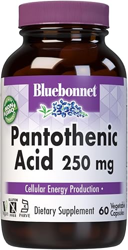 Bluebonnet Ácido pantoténico 250 mg cápsulas vegetales, 60 unidades