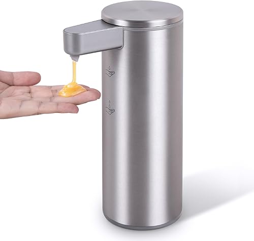 Dispensador automático de jabón de acero inoxidable con sensor, dispensador de jabón infrarrojo, eléctrico, IPX5, impermeable, USB-C, sensor de