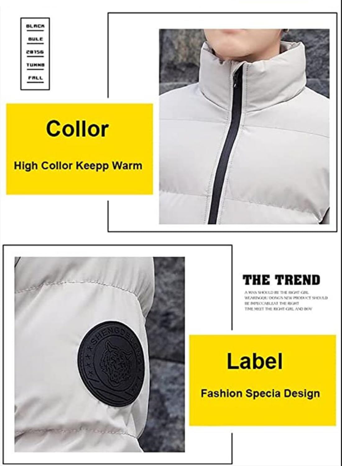 Hombre Moda Parka, Invierno Abrigos para Hombre, London Abrigo, BOS Logo, Chaqueta Zip Casual Jacket, Winter Warm Jacket Outdoor, Unisex Chaqueta Antiviento, S-XXXL