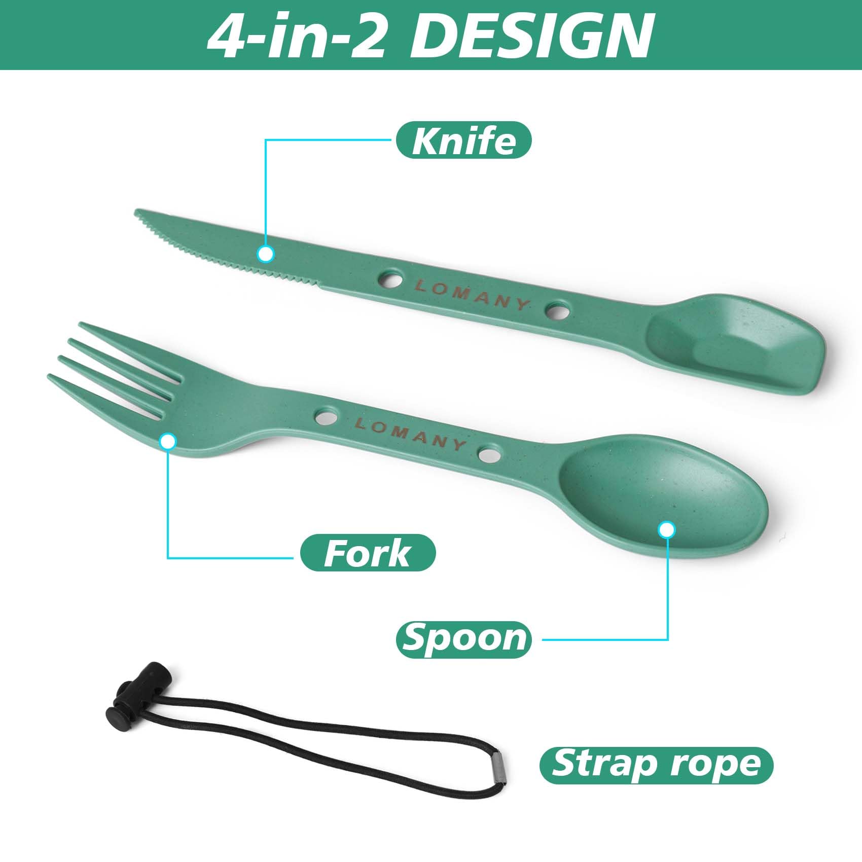 Set di posate da campeggio Multicam Verde Albainox, include coltello, forchetta e cucchiaio