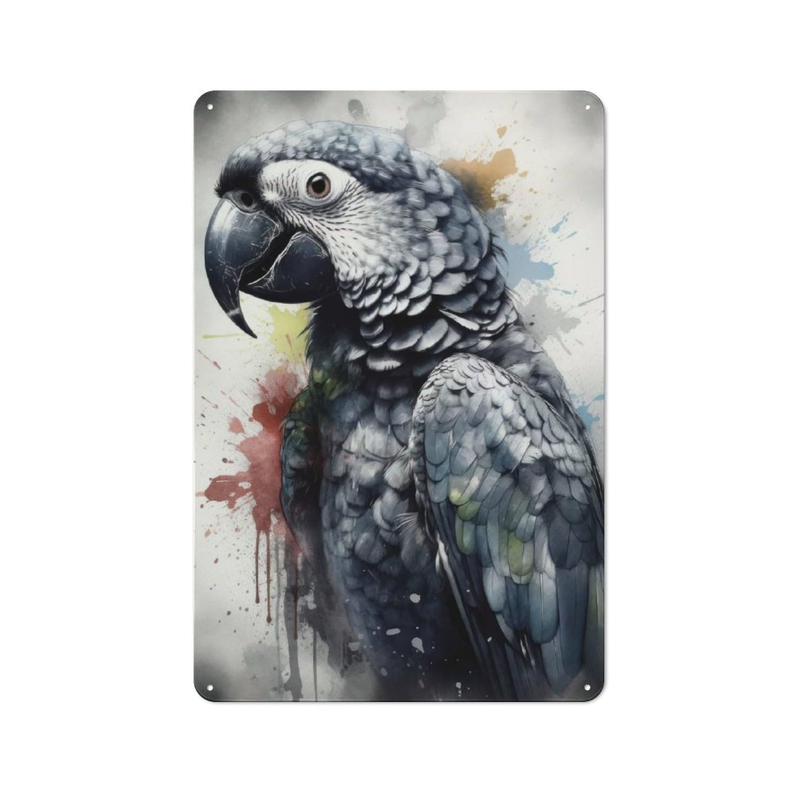 Junmoney Parrot Beauty Black Ink Rustic Metal Sign 30X20cm For Man Cave Or Games Room, For Vintage Wall Decor Fans, For Garage And Workshop Walls