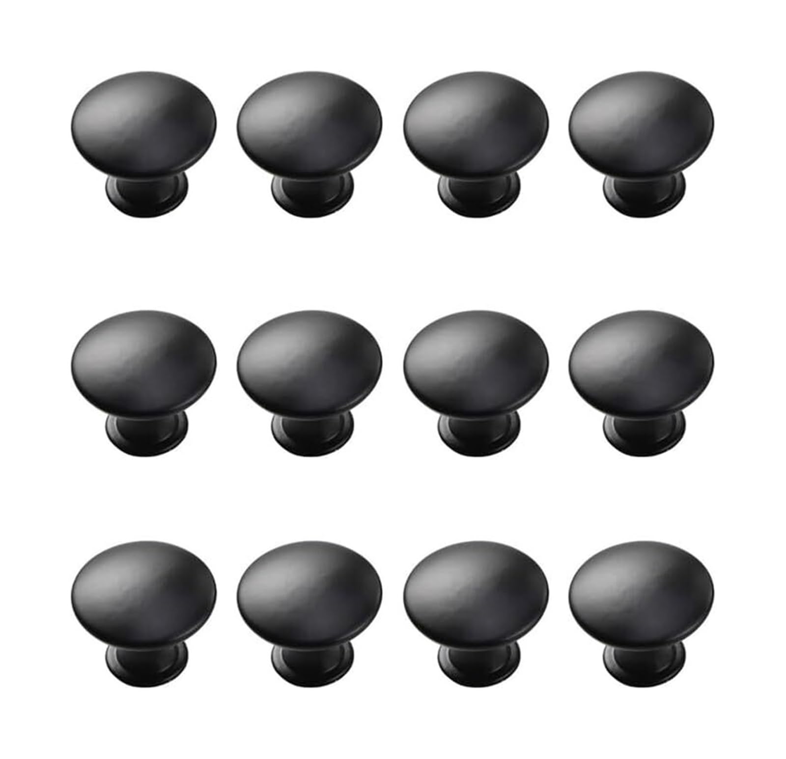 Opeximatun Black Drawer Knobs, 12Pc Single Hole Small Round Cabinet Door Handle Hollow(Black)
