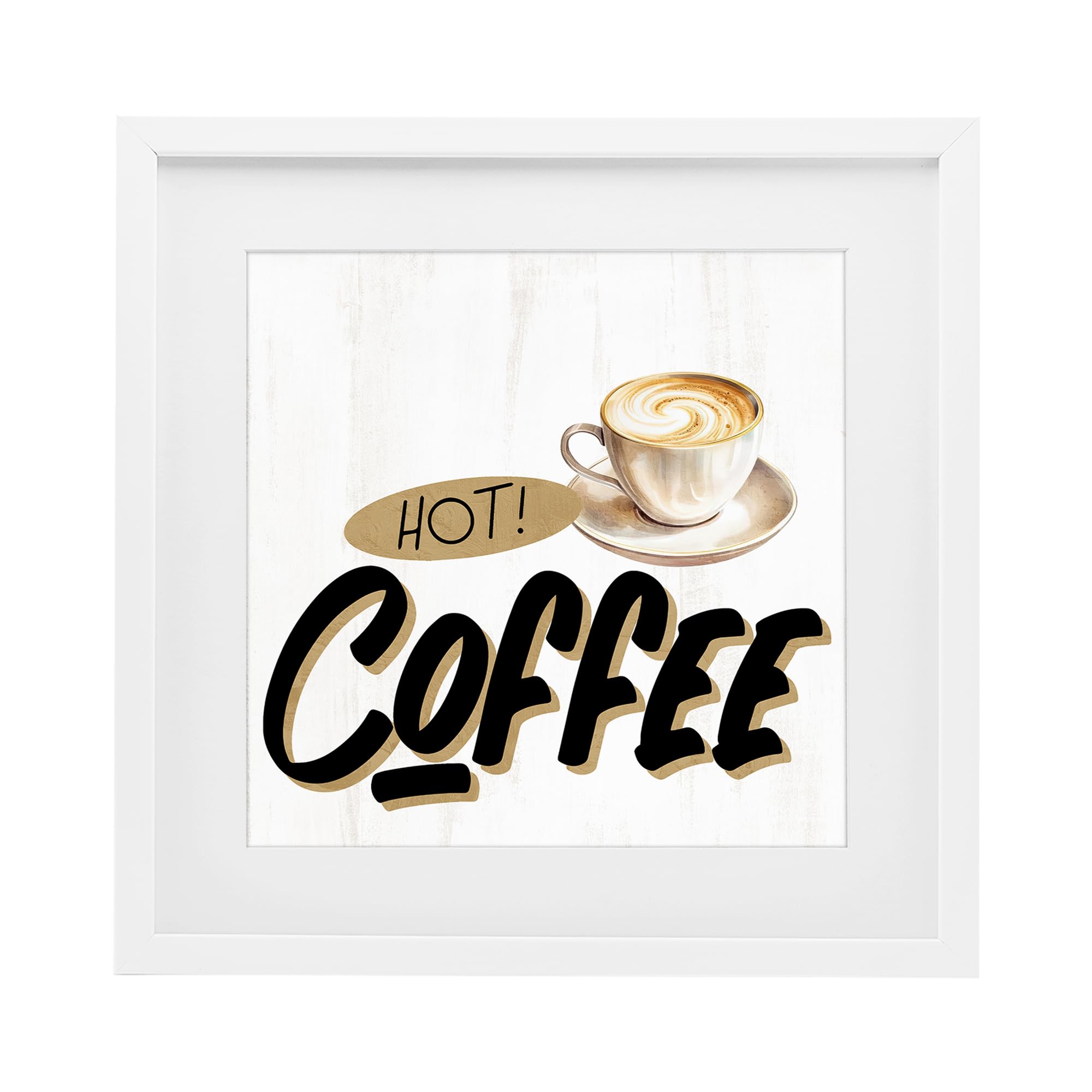 'Retro Fresh Hot Coffee'| Framed Print Under Glass