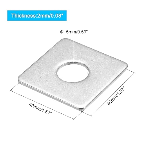 Miniatura 95 de uxcell Arandela cuadrada, 20 piezas M5x20x20x1.0.197 in 304 arandelas de placa cuadrada de acero inoxidable 304 Junta espaciadora de almohadilla