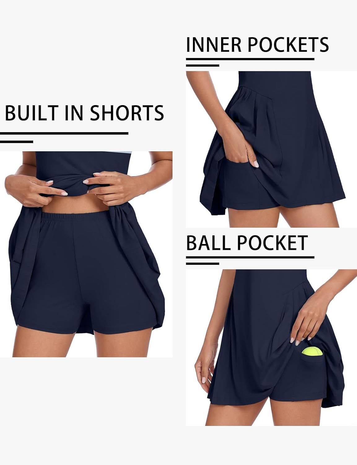 Koscacy Womens Tennis Dress Sleeveless Pleated Golf Dresses with Shorts 1/4 Zip Up Polo Collar Workout Athletic Outfits