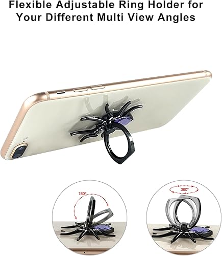 Miniatura 2 de Aircawin - 2 soportes para anillo de teléfono celular, diseño de araña, lindo soporte de dedo para teléfono, soporte de teléfono con 4 soportes para
