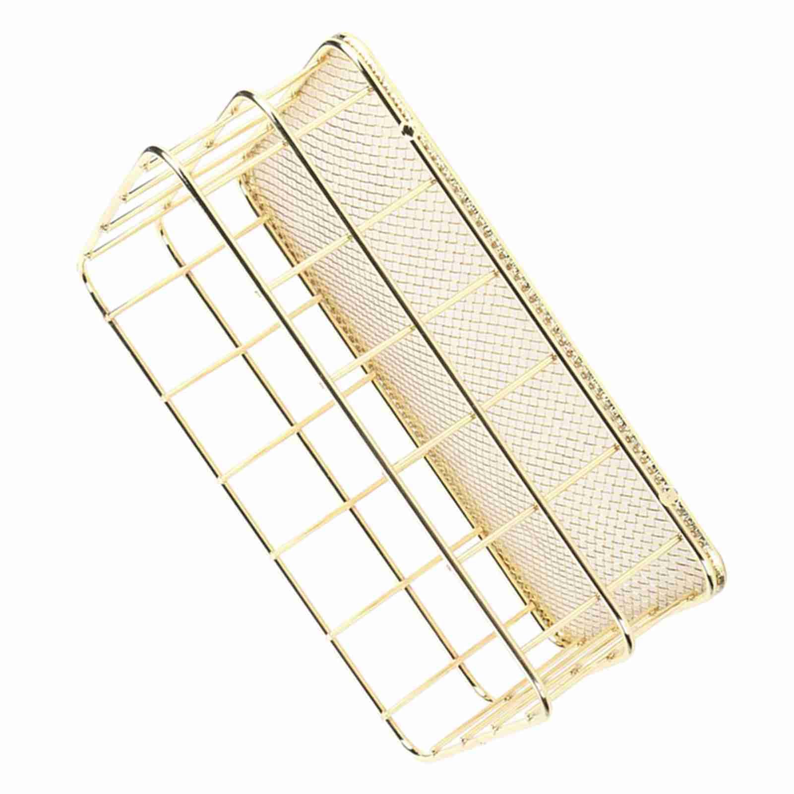 Pissente Golden Iron Storage Basket, Stylish Wrought Iron Desktop Organizer, Space-Saving Storage Solution for Home and Office (Small Size)