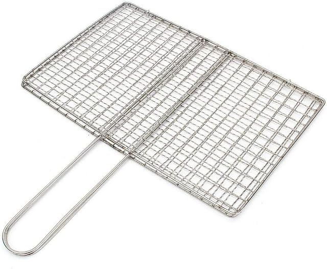 Uteruik Stainless Steel BBQ Fish Meat Net Barbecue Grill Mesh Wire Clamp Outdoor Picnic, 1pcs (n-#29)