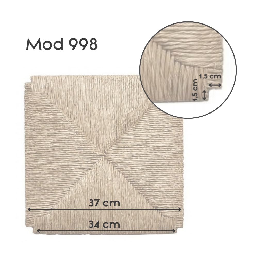 Set 2 Sedute In Paglia Per Sedie - Ricambio 37x37 Cm Con Angoli E Feltrini Omaggio