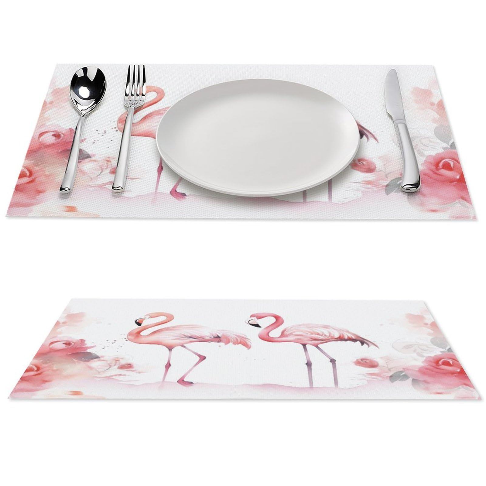 Sets de table flamants roses lavables en vinyle résistant à la chaleur