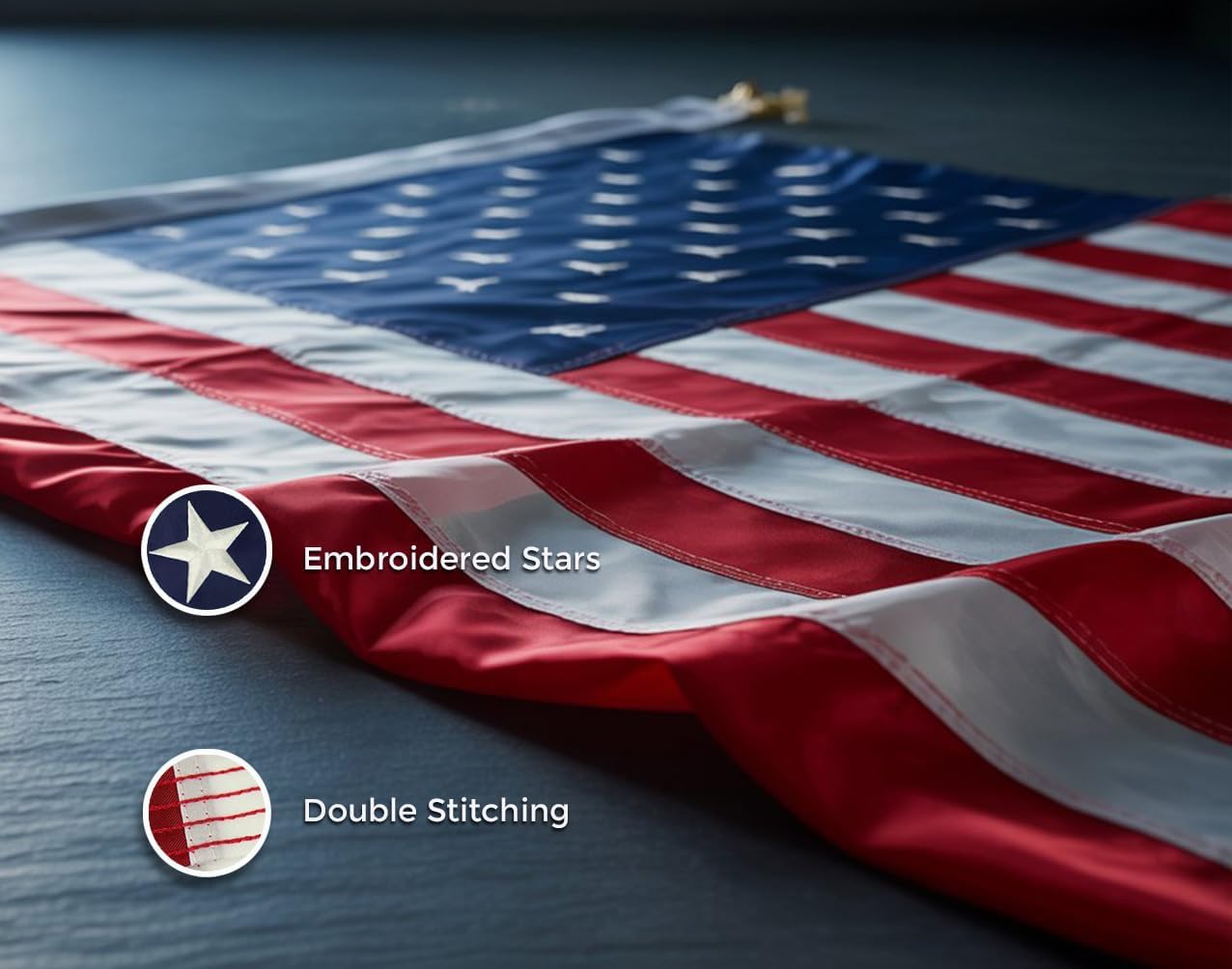 American Flags for Outside – 3x5 Pole Sleeve - Outdoor USA Allegiance Flag for US Patriotic Houses Banner House Garden Pole Home Porch Party Signs Bedroom Backdrop Décor Tapestry - Independence to Veterans Day Banners