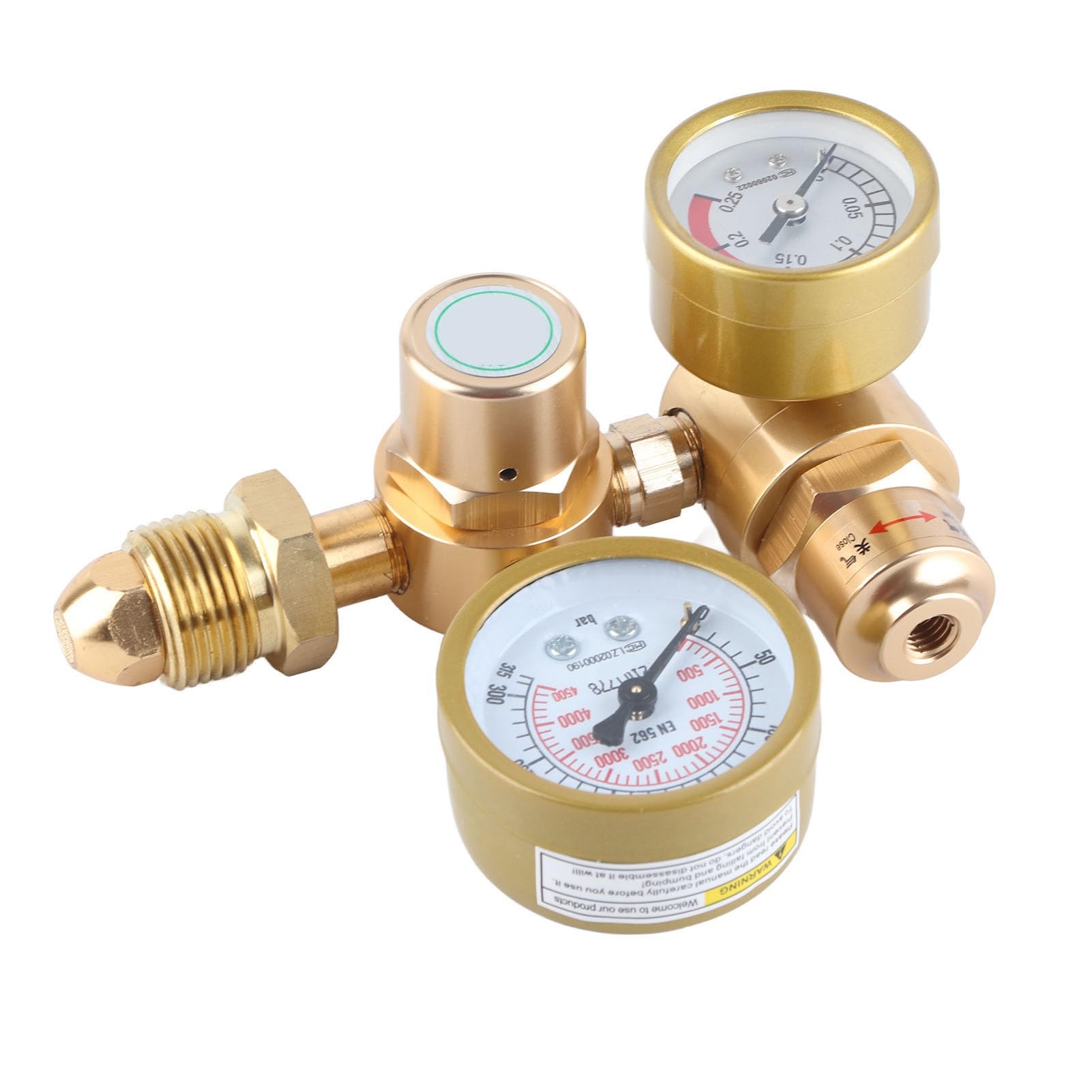 Argon CO2 Regulator Gauges Gas Welding, Regulator for MIG and TIG, 4500PSI Argon Gas Regulator, 1/4in Outlet, 6.605GPM, with Adjusting Knob, Suitable for Welding
