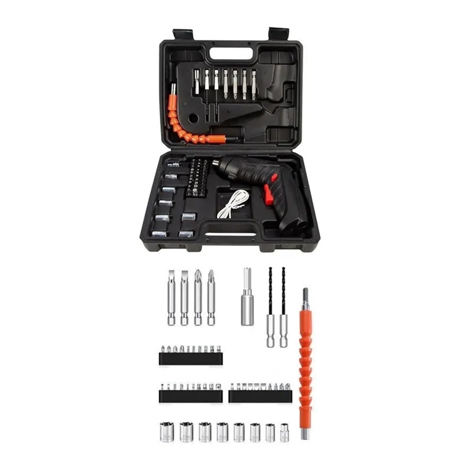 Set Di Utensili Elettrici Da 3.6v Riparazione Manutenzione Domestica Batteria Al Litio 1800mAh Mini Cacciavite A For Trapano Elettrico Domestico Senza Sforzo Per Vari Lavori Riparazione(47 pcs)