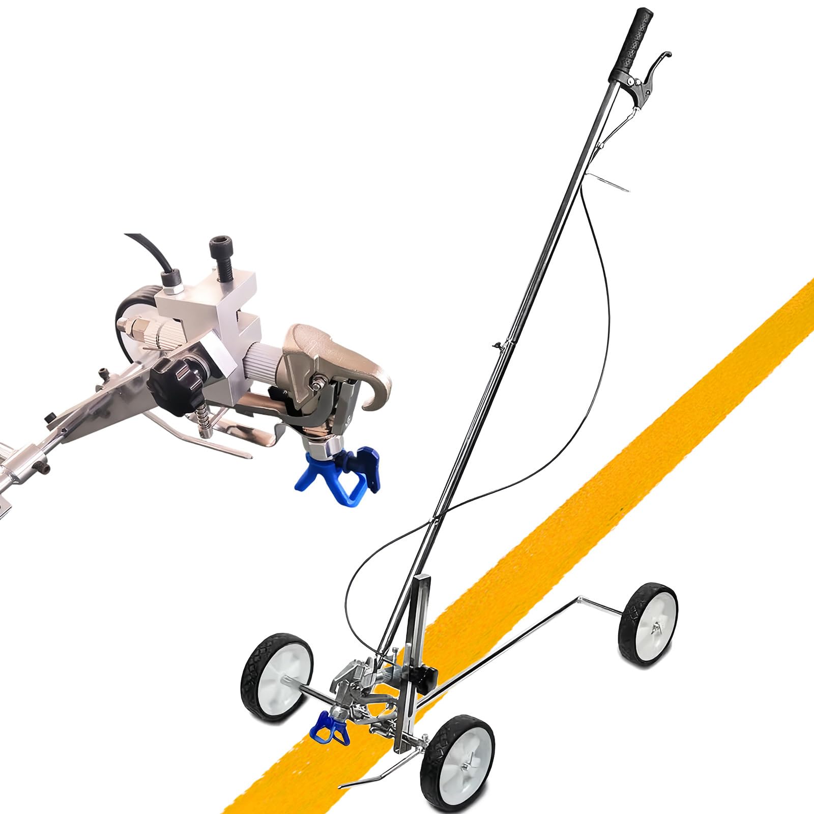 asdchZen Road Marking Machine - Hand-Push Cold Spray Paint Line Marker For Accurate Pavement Markings On Runways, Parking Spaces, And Roads