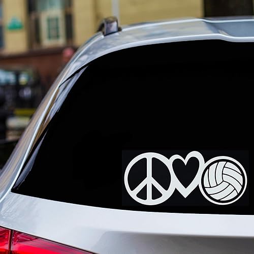 Love Peace Voleibol - Adhesivo adhesivo para automóvil, laptop, libros, camión, guitarra, botella de agua, color blanco, 4 pulgadas aproximadamente