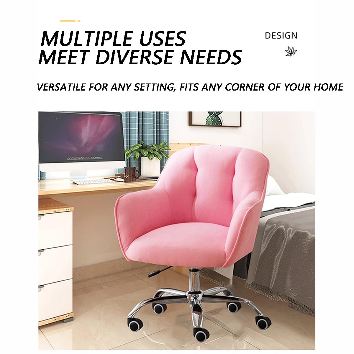 Silla de Oficina con Altura Ajustable, Respaldo Medio y diseño Giratorio. Cómoda Silla de Escritorio para Oficina en casa, Ideal para Adolescentes y Adultos (Verde Guisante).