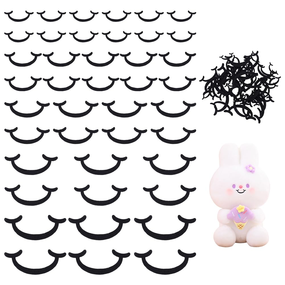 FINGERINSPIRE 300 PCS Felt Mouth for Dolls 5 Sizes Black Felt Mouth Felt Craft Doll Mouths Safety Felt Mouth for Crafts Puppet Teddy Bear Crochet Plush Animals DIY Making Accessories-image-32