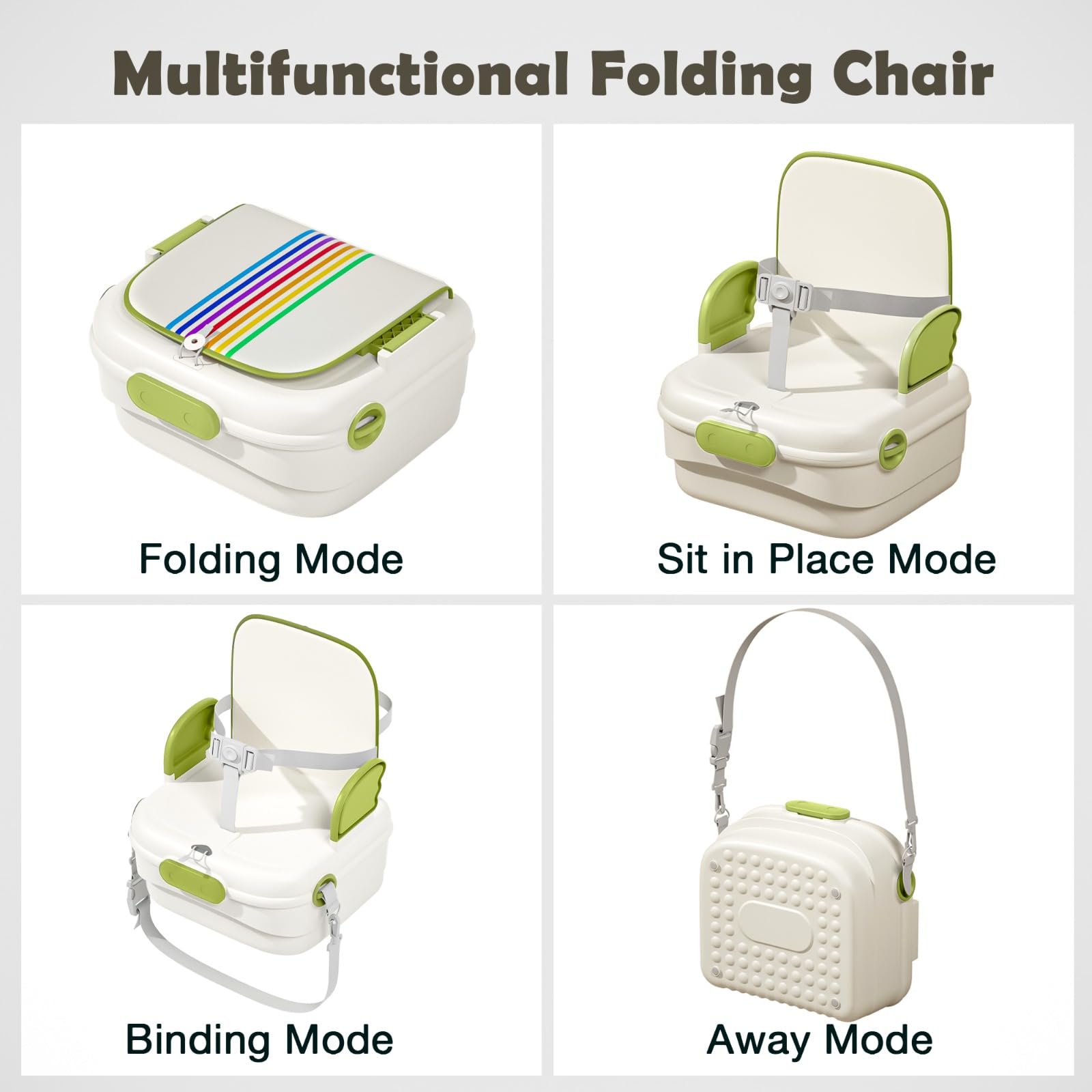 Baybee Booster Chair for Kids | Travel-Friendly Baby Sitting Chairs with Safety Straps, Foldable Design, Storage Space & Anti-Slip Base | Ideal for Dining & Camping (Green) 1