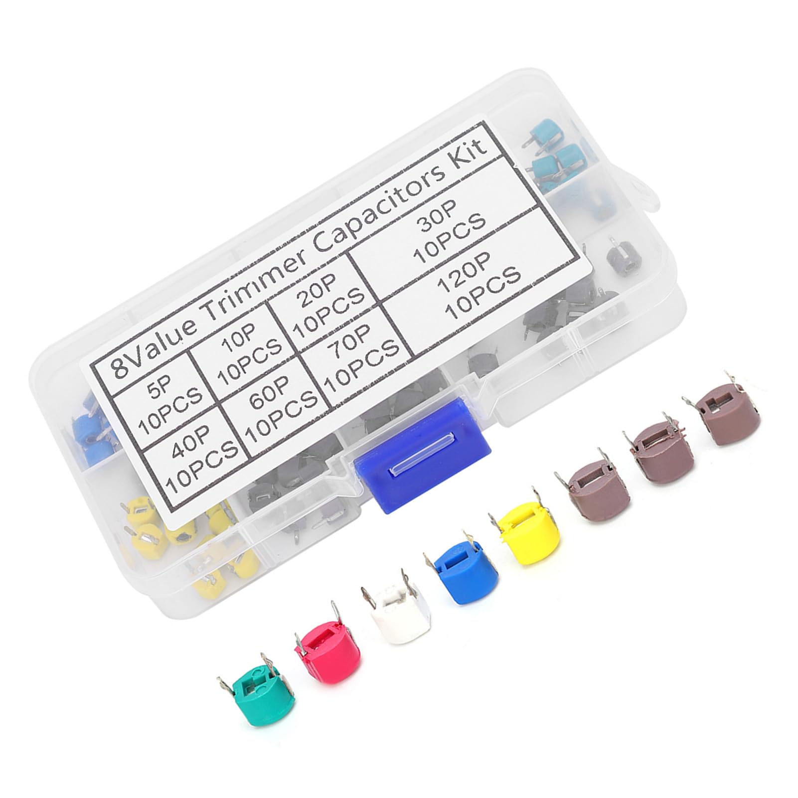 80pcs 6mm Trimmer Capacitor, Adjustable Capacitance High Voltage Capacitors Kit, with Good Humidity Resistance, for Electronic Professionals and Enthusiasts