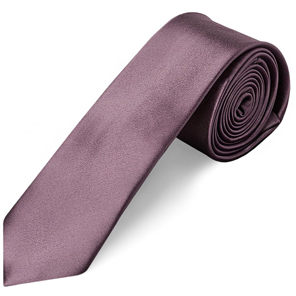 Ties R Us Boys Mauve Plain Satin Skinny Tie