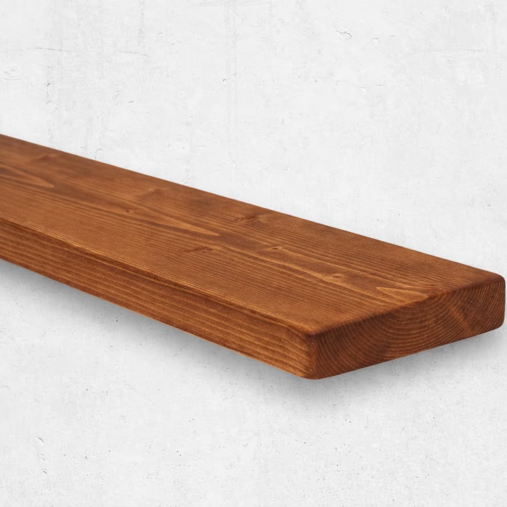 House Of Swann Rustic Floating Shelf, Solid Pine, 9 x 2 inches Wall Mounted, Rectangular, 1 Shelf (Walnut, 40 cm) โ image 1